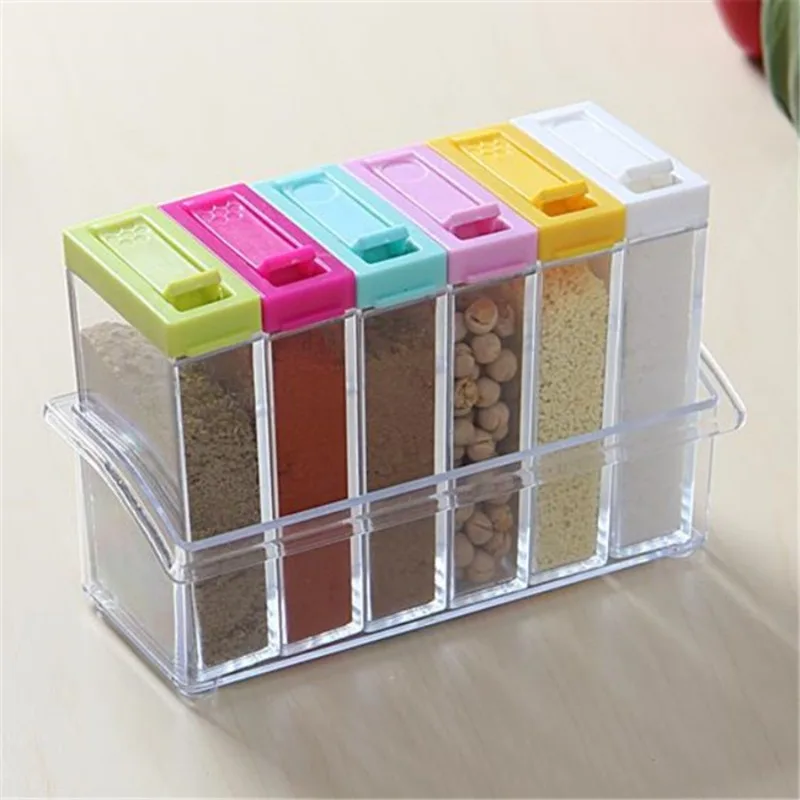 Kitchen Gadgets Organizer - 투명 조미료 6 그리드 조미료 상자