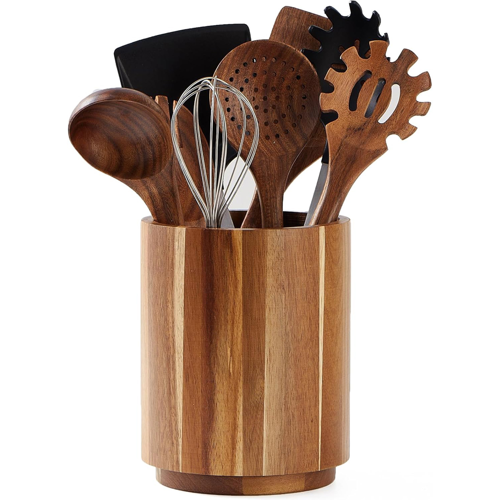 Kitchen Utensil Holder - 아카시아 나무 주방 조리기구 홀더, 360도