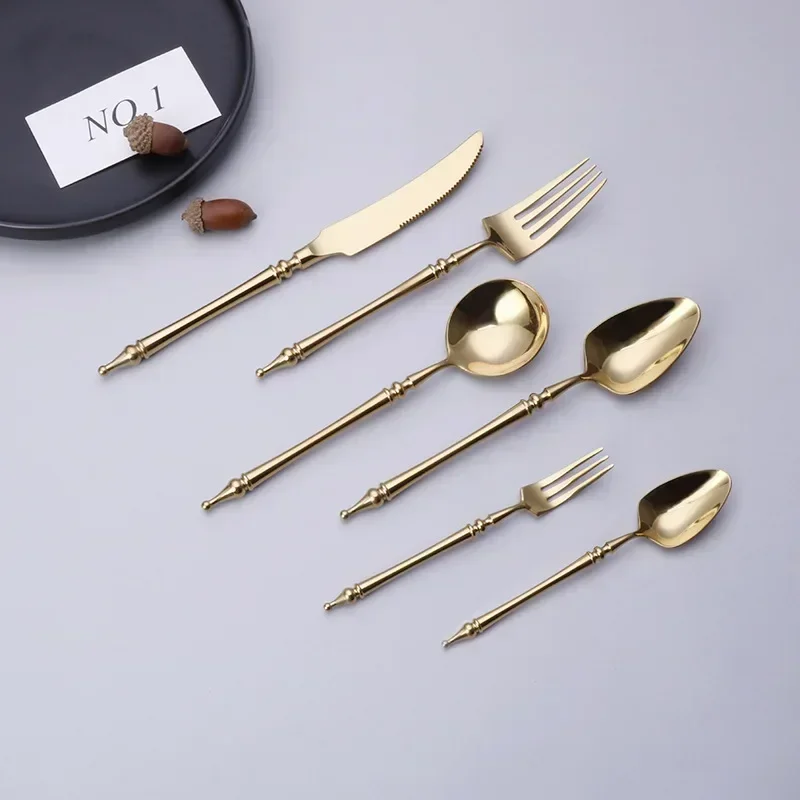 럭셔리 서양 골드 식기 세트 스테인레스 스틸 나이프 포 - Kitchen Gadgets Luxury 리뷰 및 가격