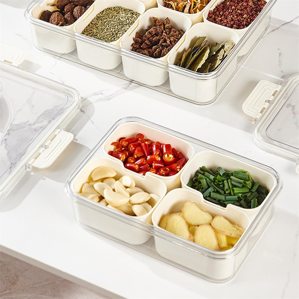휴대용 식품 보관함, 스낵 보관함, 뚜껑이 있는 4칸, - Kitchen Gadgets Organizer 리뷰 및 가격