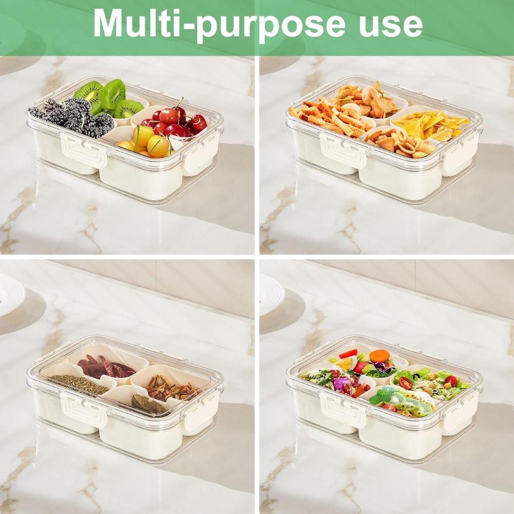 휴대용 식품 보관함, 스낵 보관함, 뚜껑이 있는 4칸, - Kitchen Gadgets Organizer 리뷰 및 가격