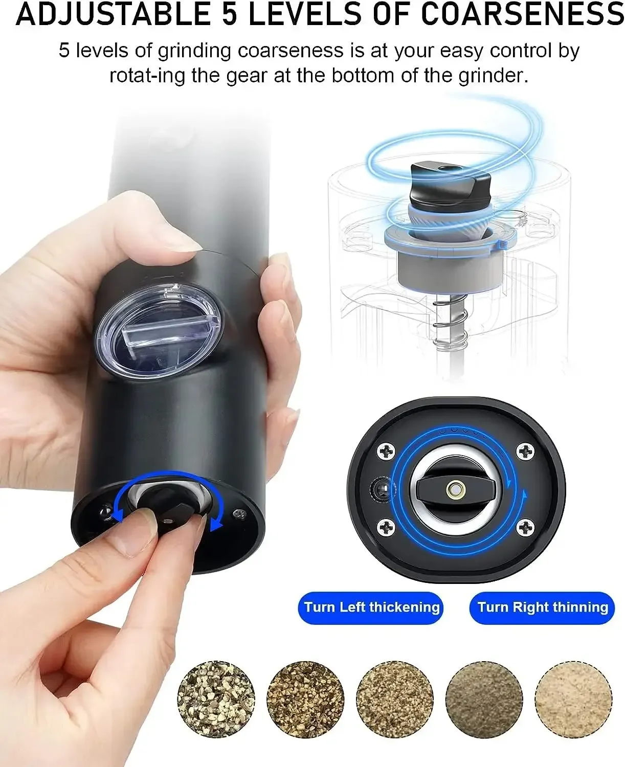 전기 소금 후추 연마기, 굵기 조절 가능, 리필 밀 배 - Kitchen Gadgets Smart 리뷰 및 가격