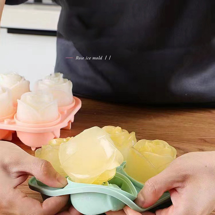 3D 로즈 아이스 몰드 4 홀 아이스 큐브 트레이 몰드 - Kitchen Utensil Holder 리뷰 및 가격