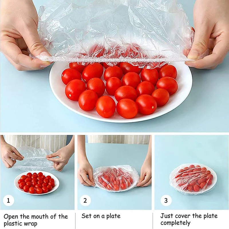 100pcs 일회용 식품 커버 플라스틱 랩 과일 그릇에 - Kitchen Gadgets Smart 리뷰 및 가격
