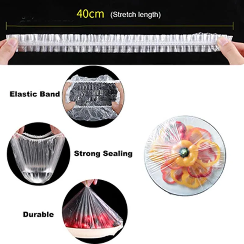 100pcs 일회용 식품 커버 플라스틱 랩 과일 그릇에 - Kitchen Gadgets Smart 리뷰 및 가격
