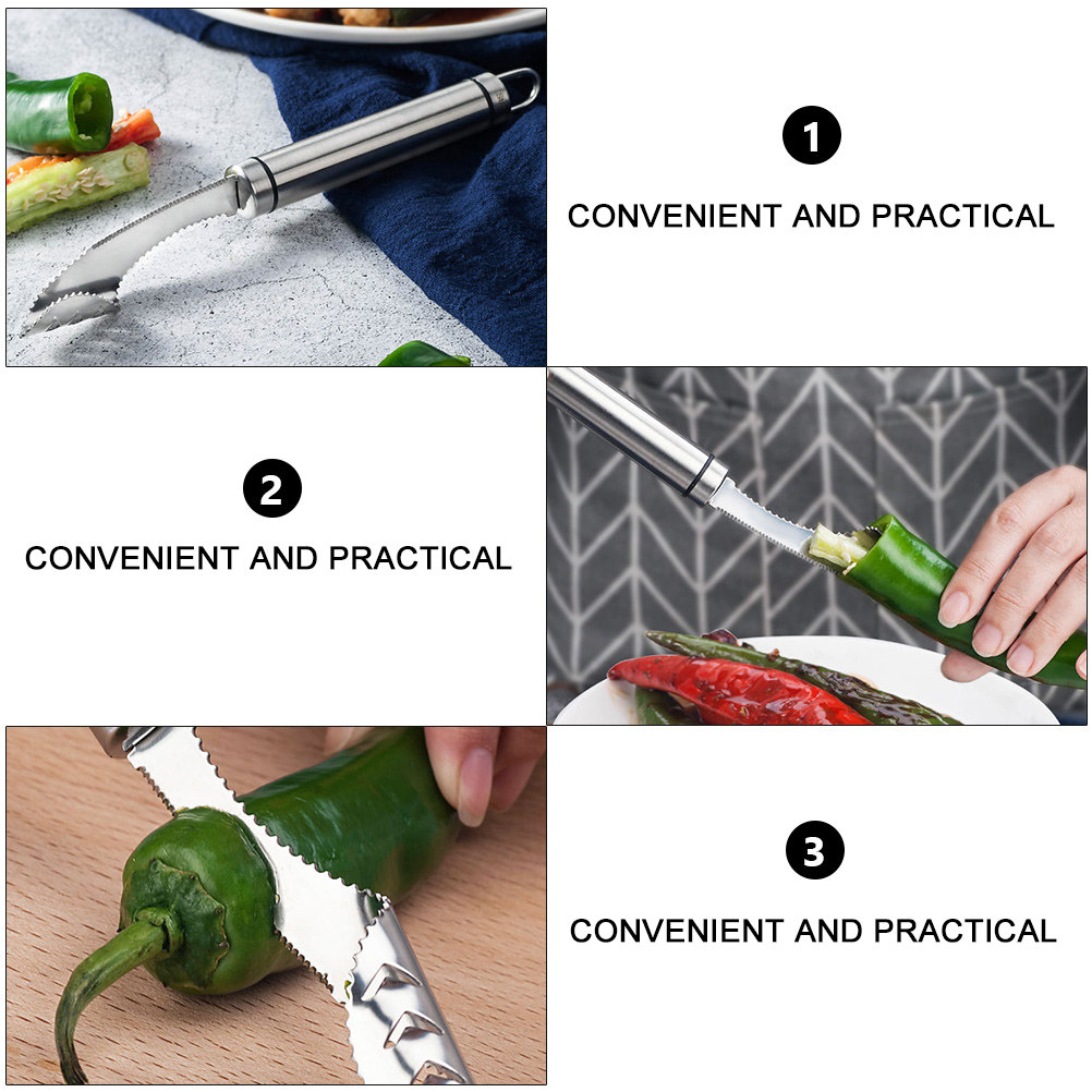 2개 스테인리스 스틸 칠리 코어러 제거기 톱니형 고추  - Kitchen Gadgets Tools 리뷰 및 가격